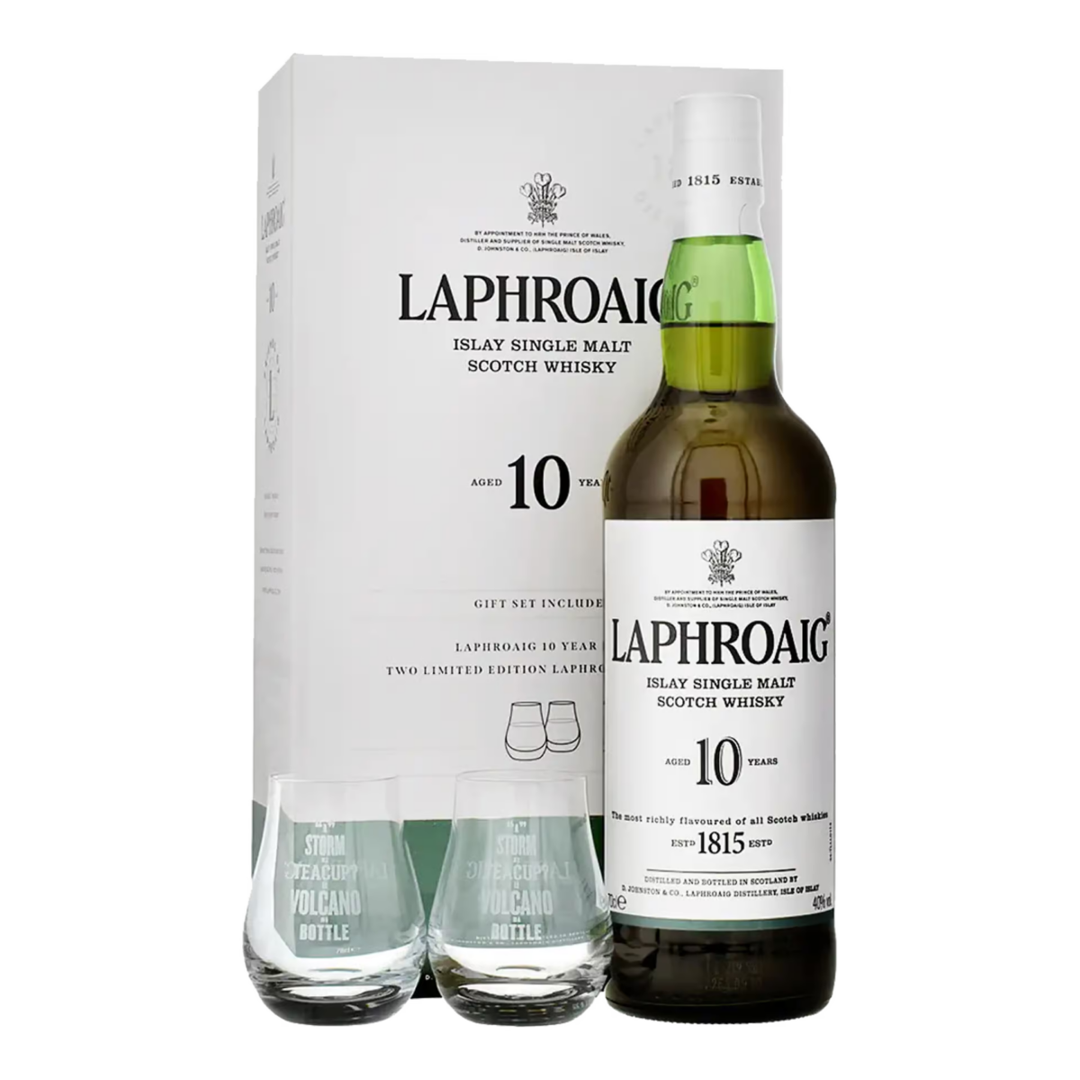 Laphroaig 10 Years Single Malt Whisky 70cl Set mit zwei Gläser